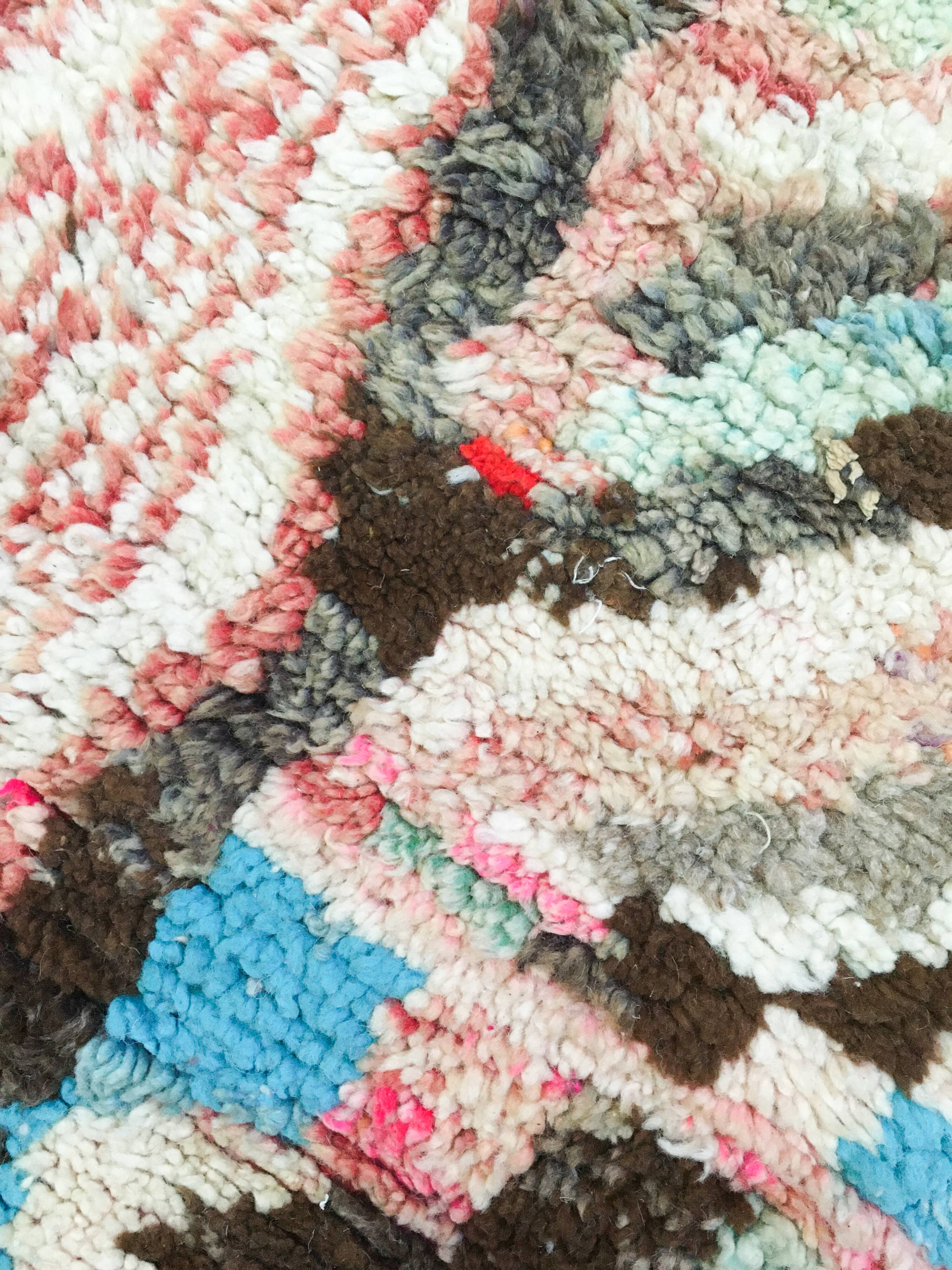 Moroccan Berber rug Boujaad ecru with colorful patterns 267x162cm