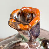 Jasba 25 Lidded Candy Box with Orange Tulip Handle, West-German Mid-Century Fat Lava Bonbonnière