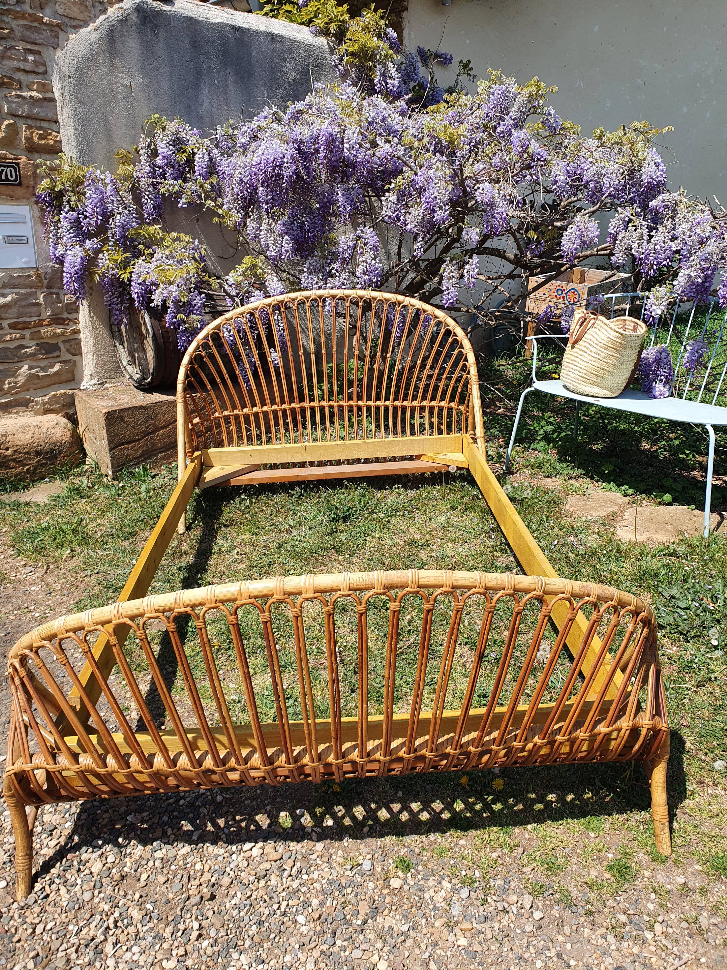 Rattan bed 110x180 cm