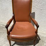 Fauteuil en bois et cuir