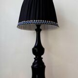 Art deco wooden lamp 1930 and couture lampshade