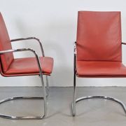 Mizar Chairs in Red Leather by Mateo Grassi, Italy, 1980s, Set of 2