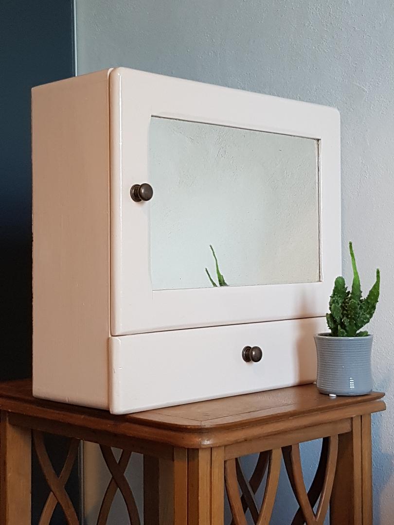 Vintage powder pink medicine cabinet