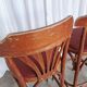 Mid-Century Thonet Style Bar Stools: Red Faux Leather Seat, Set of 2