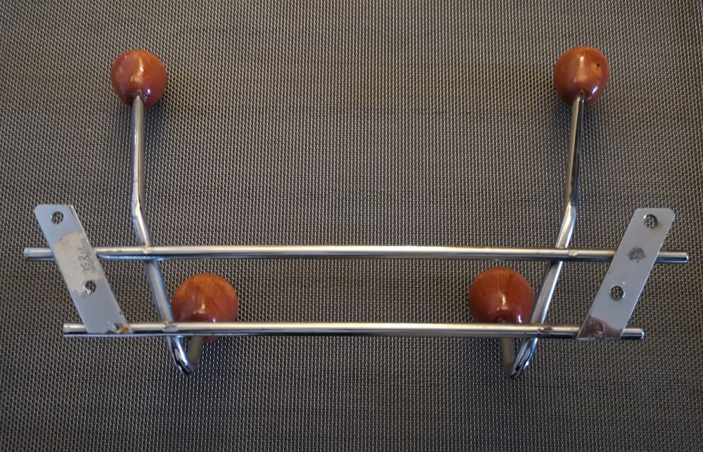 Coat rack/wall hook chrome and wood - 1960s/1970s