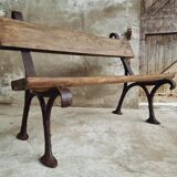 Antique garden bench park bench cast iron with oak