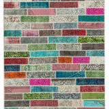 Handmade turkish overdyed 173 cm x 228 cm multicolor patchwork carpet