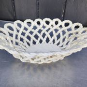 Vintage woven ceramic fruit bowl