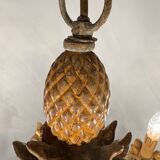 70s Hollywood Regency style chandelier in carved wood