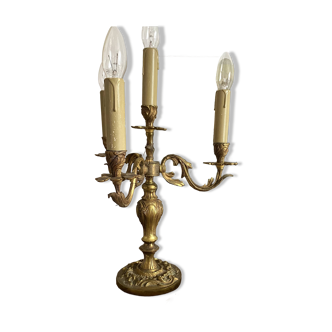 Chandelier lamp with 4 lights in gilded bronze.