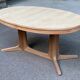 Table scandinave ovale extensible Baumann décapée en teck brut 240cm 1960