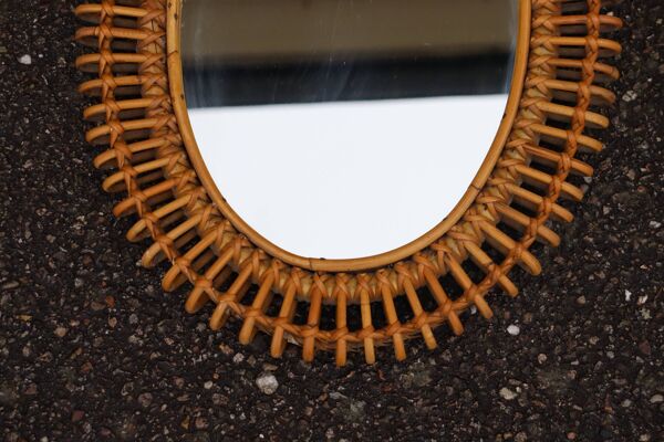 Paire de miroirs rotin attribué par Franco Albini Italie 1950