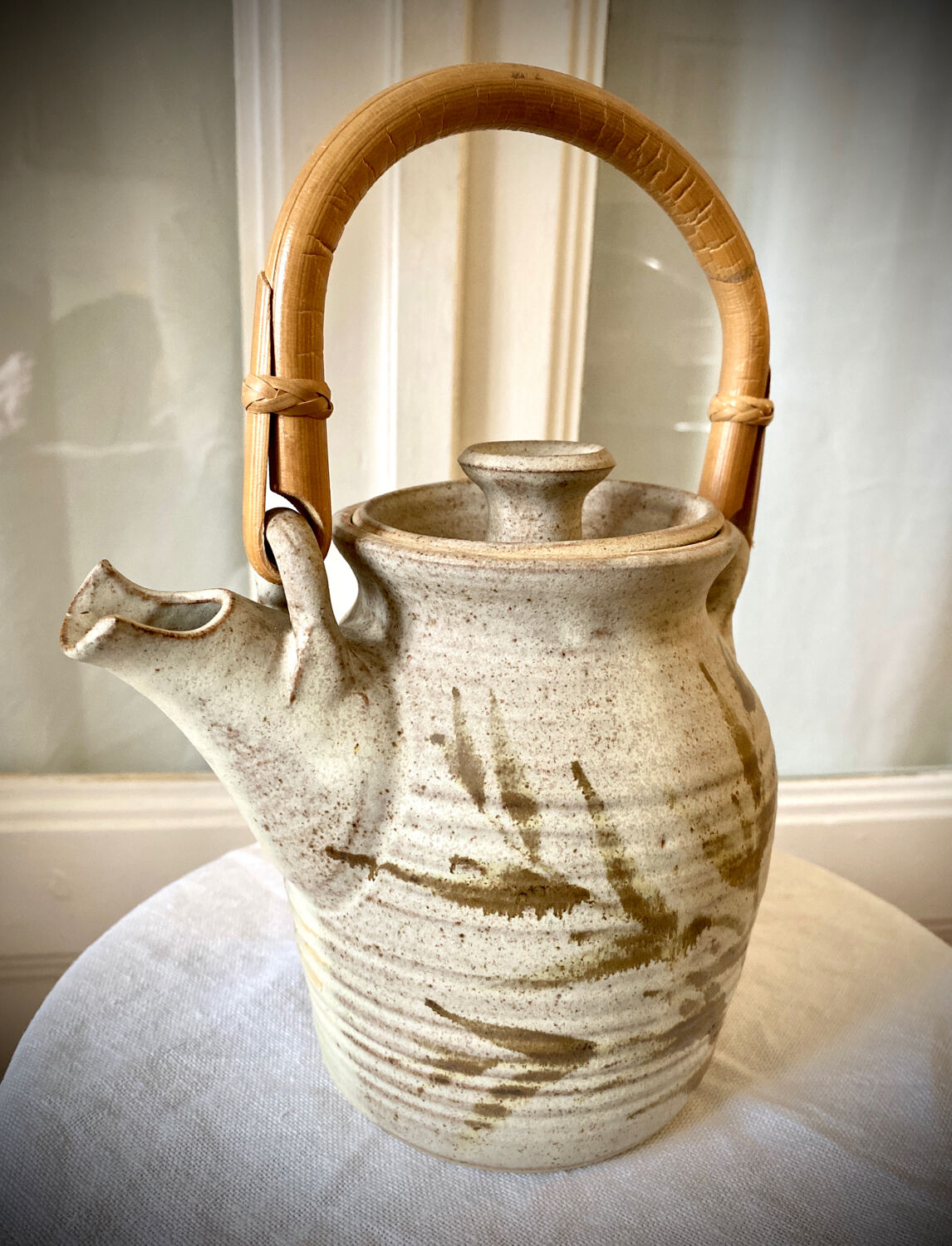 Teapot in vintage ceramic stoneware