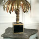 Palm tree table lamp in gilded metal and base in glass plates style year 70