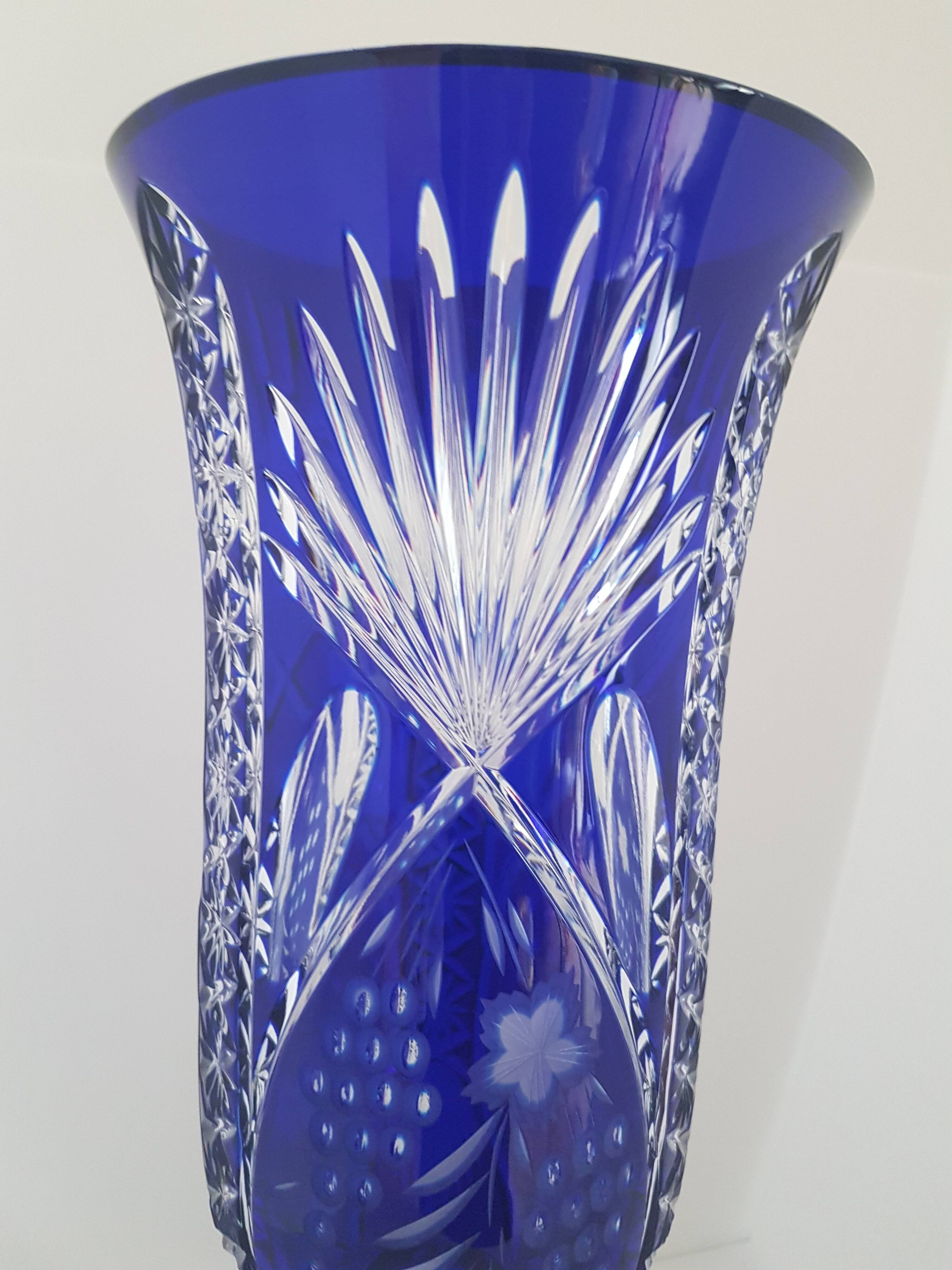 Vase bleu cristallery of lorraine - large model