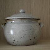 Ceramic pot with sandstone lid