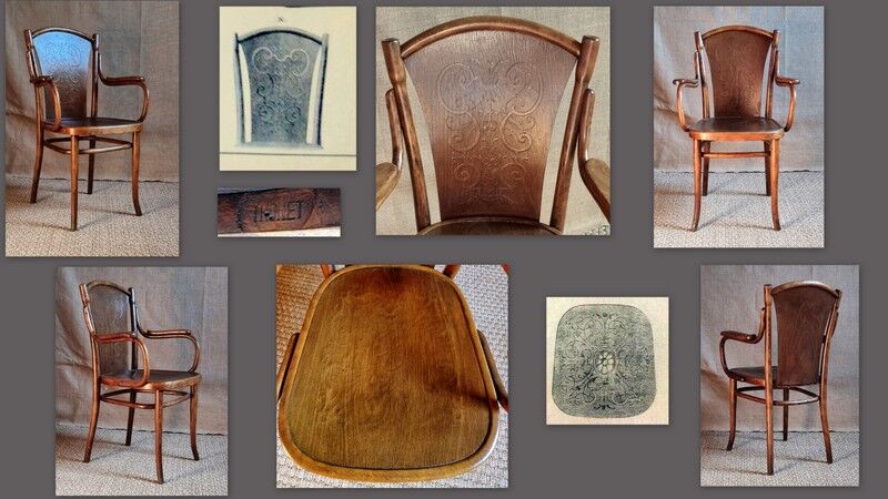 Armchair thonet n°56 version with decoration late nineteenth