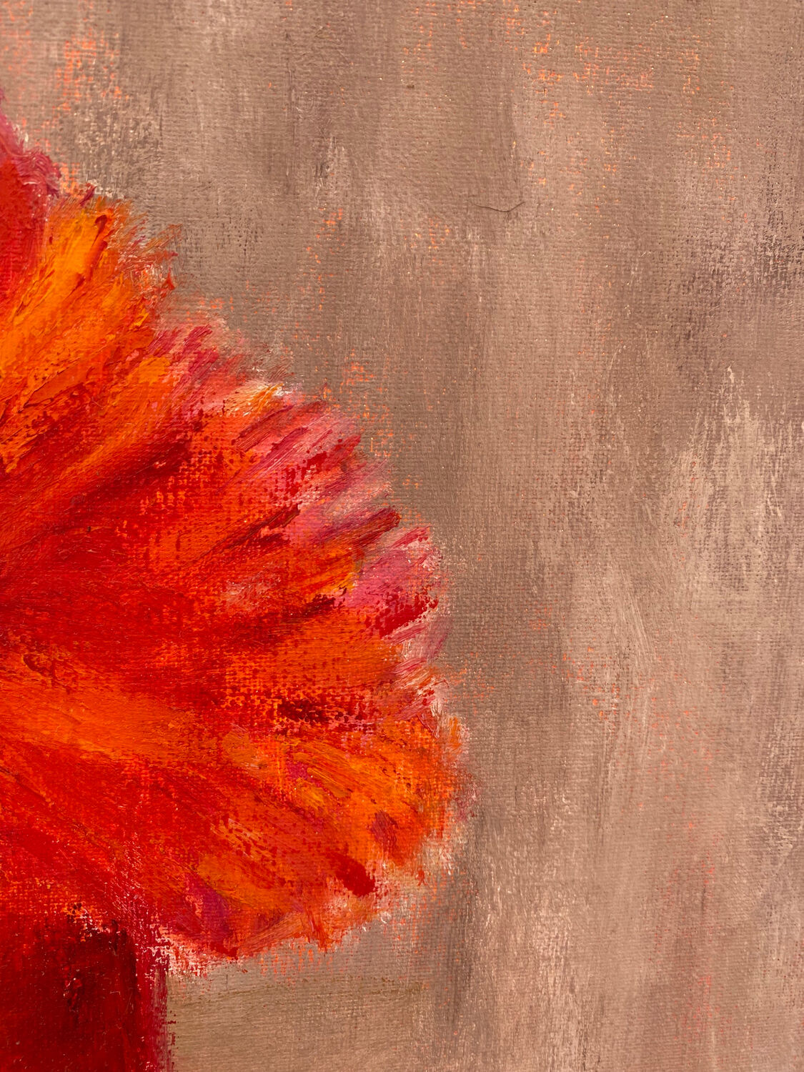 Huile sur toile bouquet orange