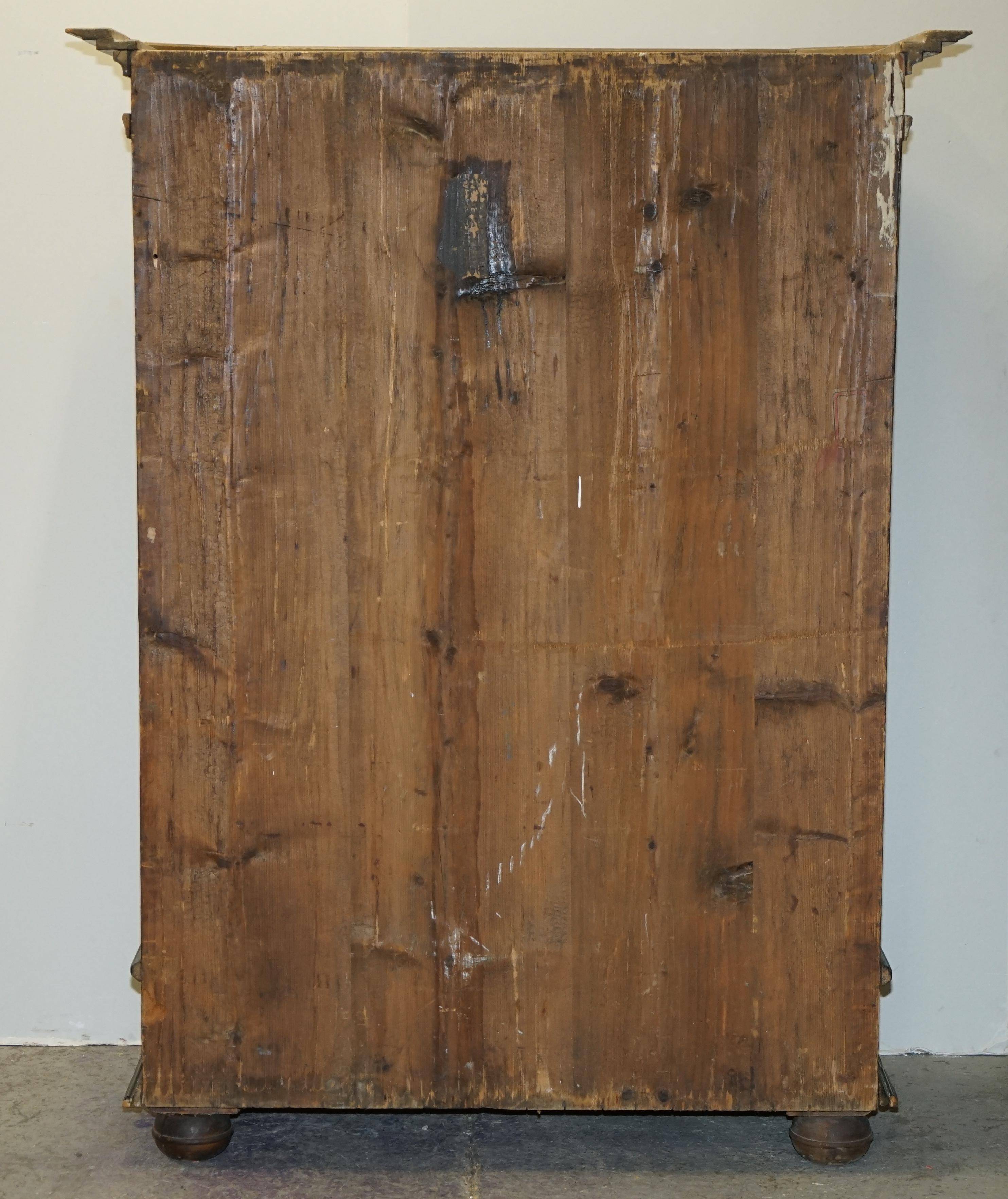 Armoire de mariage allemande peinte à la main, ancienne, 1829-1851
