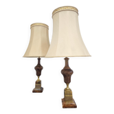 XXL pair of table lamps in onyx and bronze, 1920s