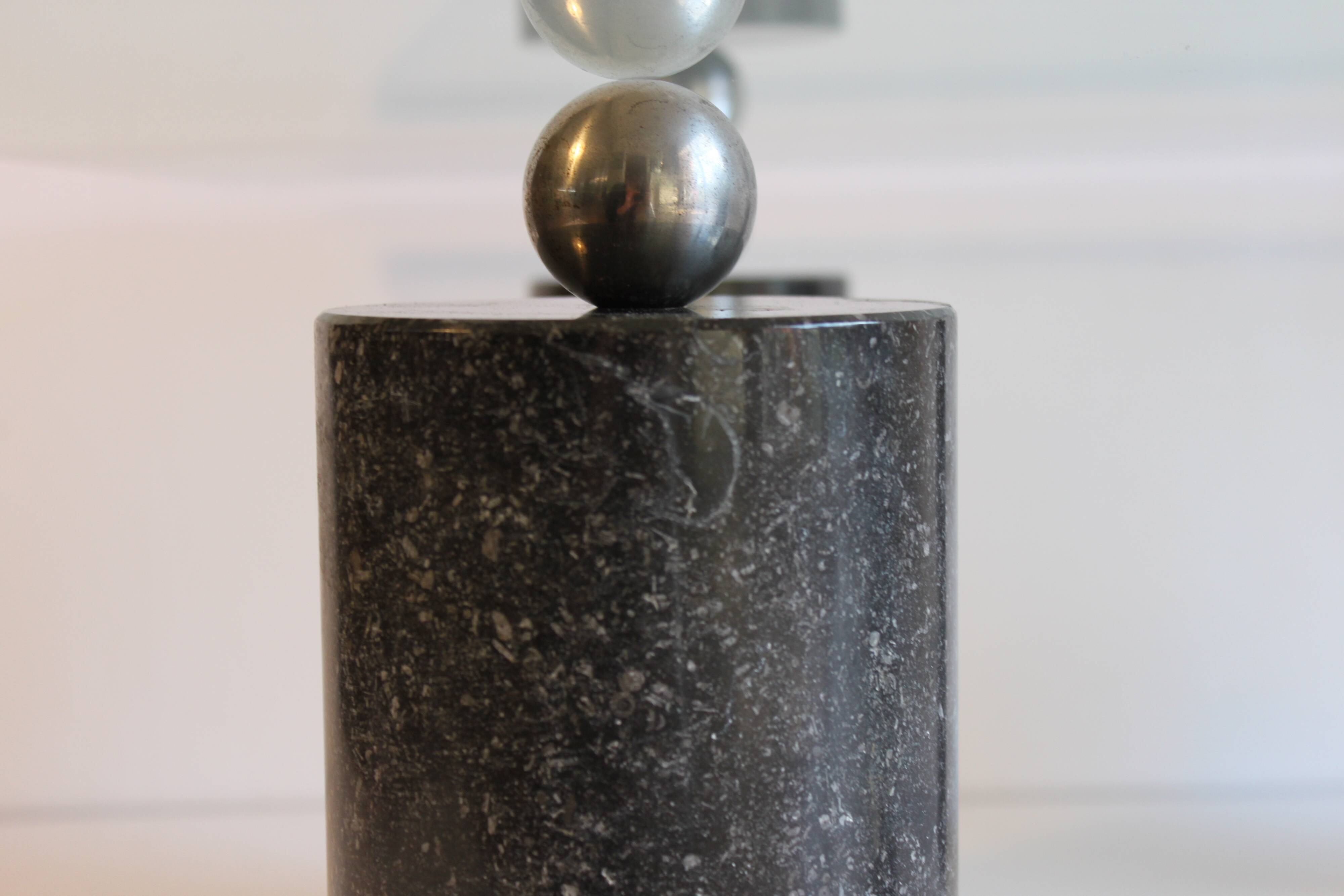 Black Marble & Glass Coffee Table, 1980s