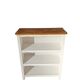 Old white bookshelf and raw wood.