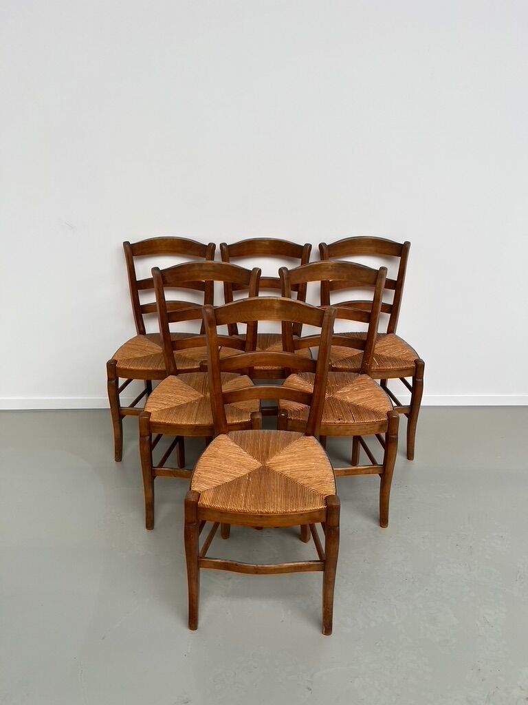 6 50s straw chairs