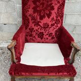 Rest chair Louis XV red velvet
