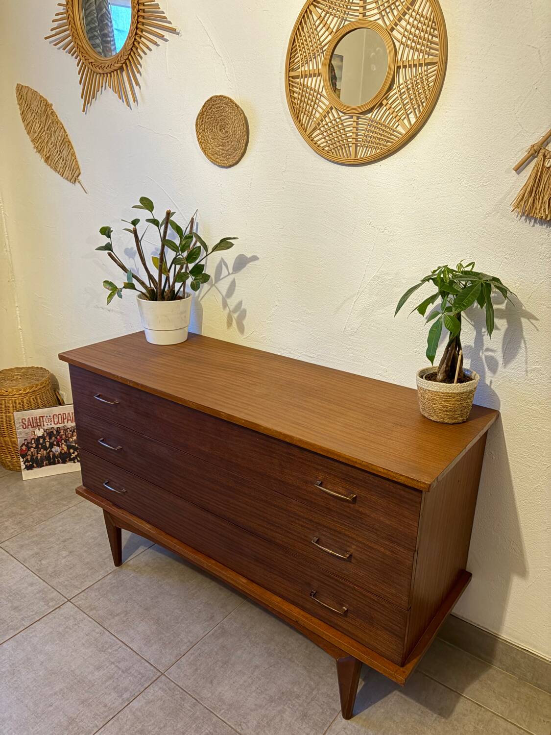 Long vintage teak sideboard
