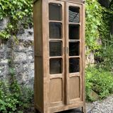 Parisian glass cabinet in raw wood, 1940