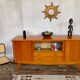 Enfilade moderniste en chêne longueur 197 vintage 1950 pieds compas