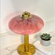 Art Deco mushroom table lamp, pink Clichy glass