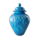 French art deco pottery turquoise vase and cover