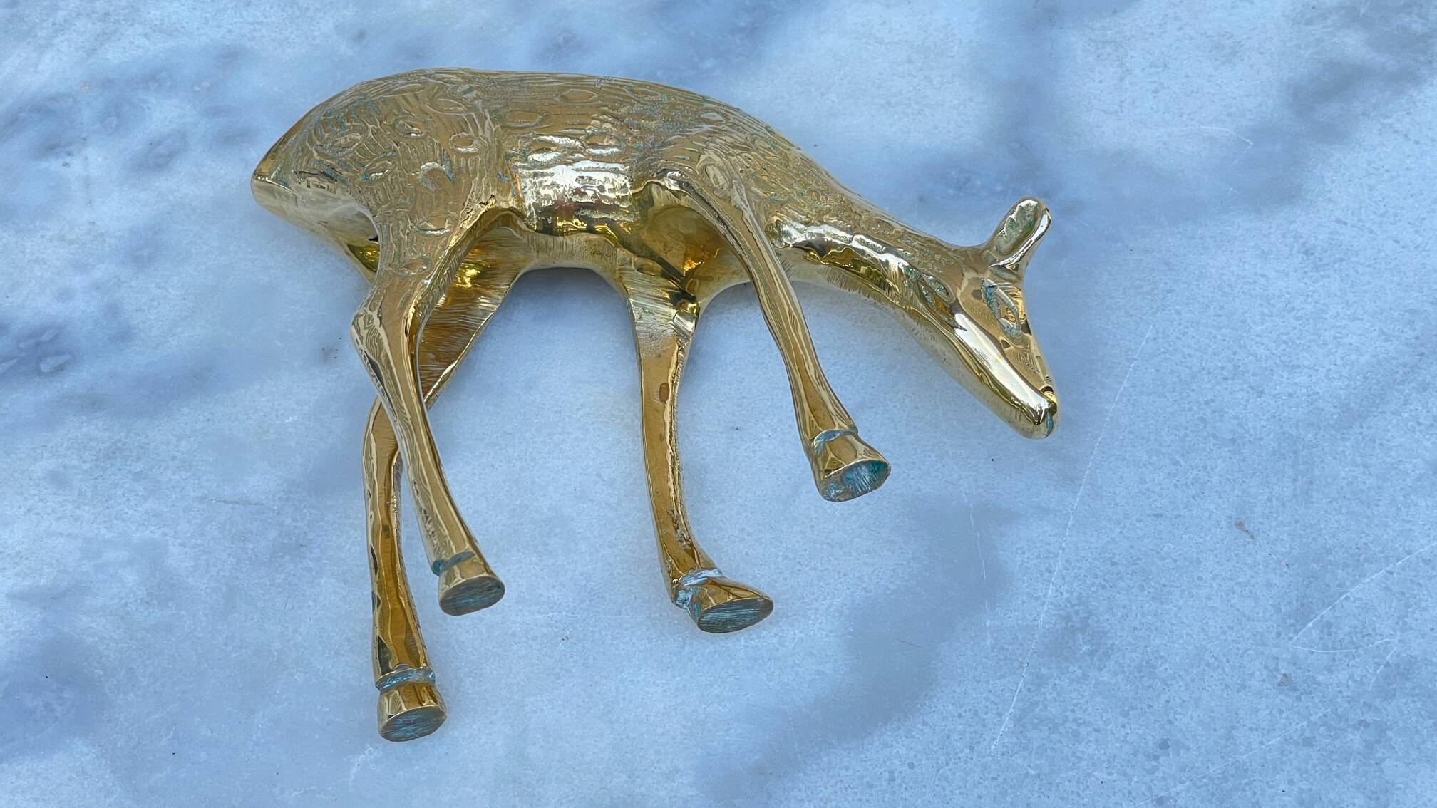 Vintage fawn solid brass animal