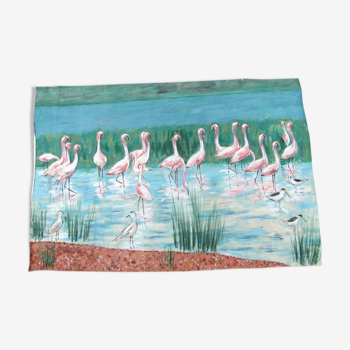 Painting - Pink Flamingos - Decorative Panel - 70s