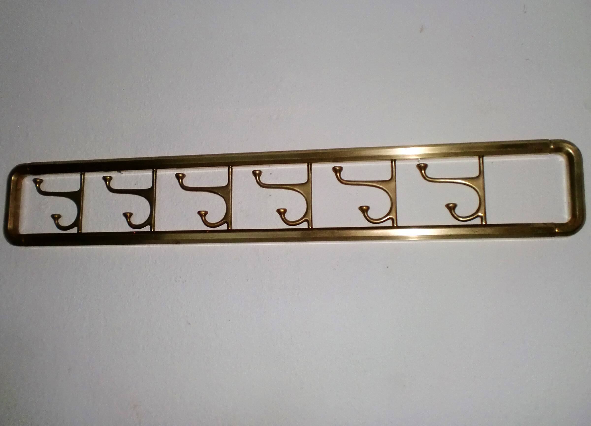 Art-Deco brass Coat Rack  &  2 Hangers, France, 1940s