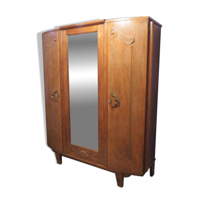 armoire 1930 trois portes chêne clair