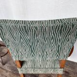 Pair of 50s Bridge armchairs vintage zebra pattern green
