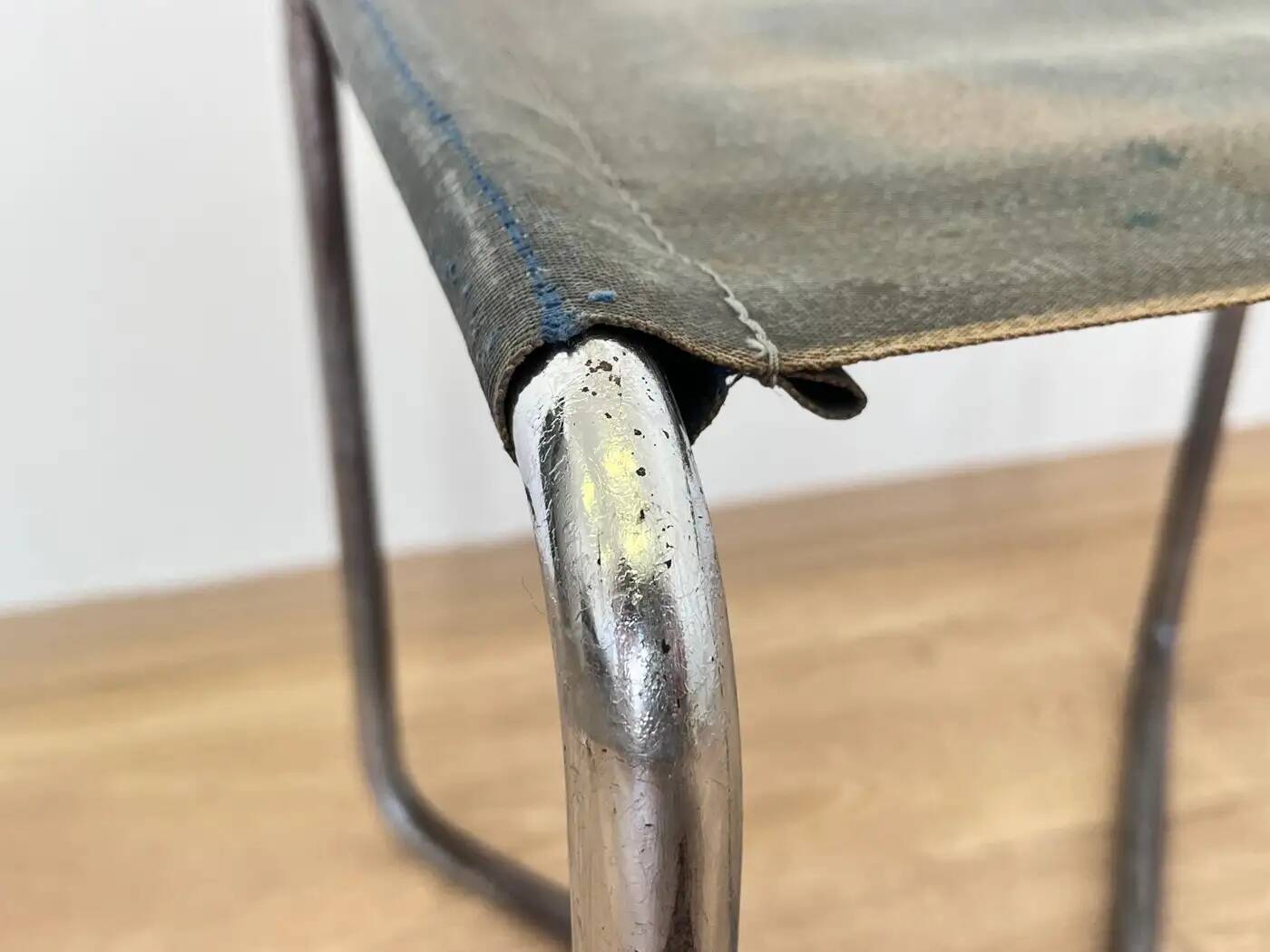 Chrome Bauhaus stool Thonet B8 by Marcel Breuer, 1930 'Eisengarn'