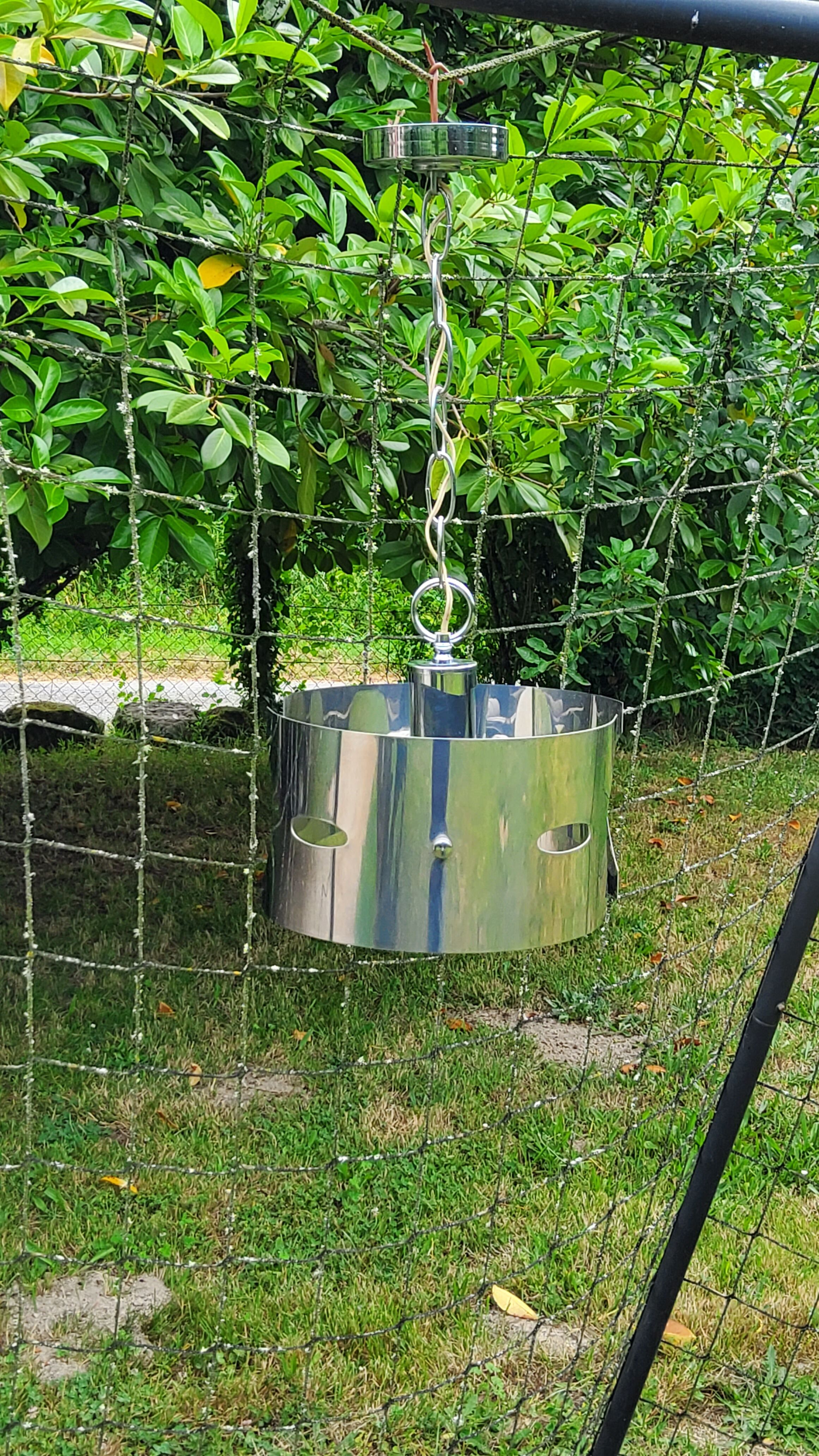 Design chandelier of the 70s in chromed metal