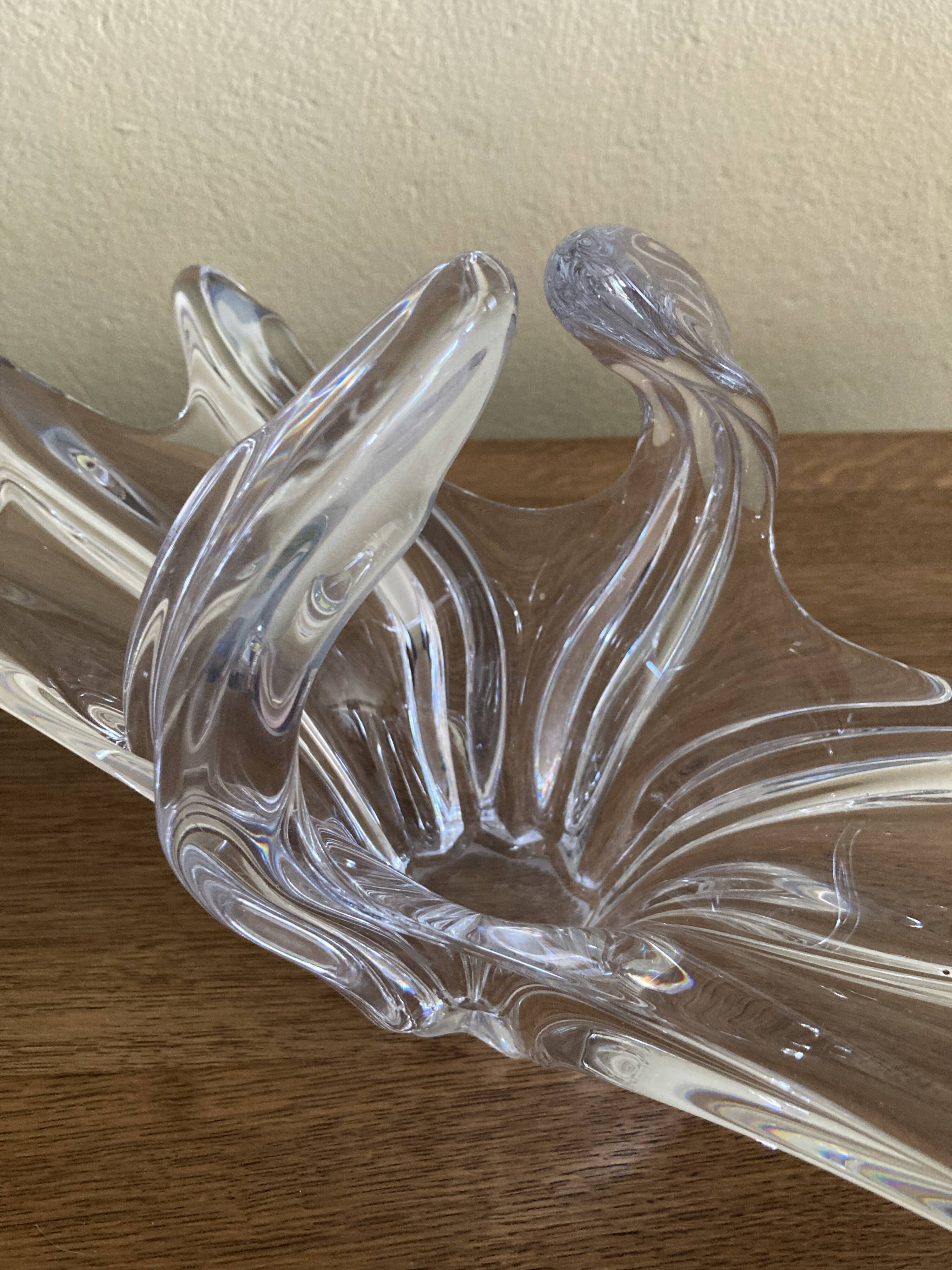 Vase / centrepiece in vintage sculptural crystal – organic star shape