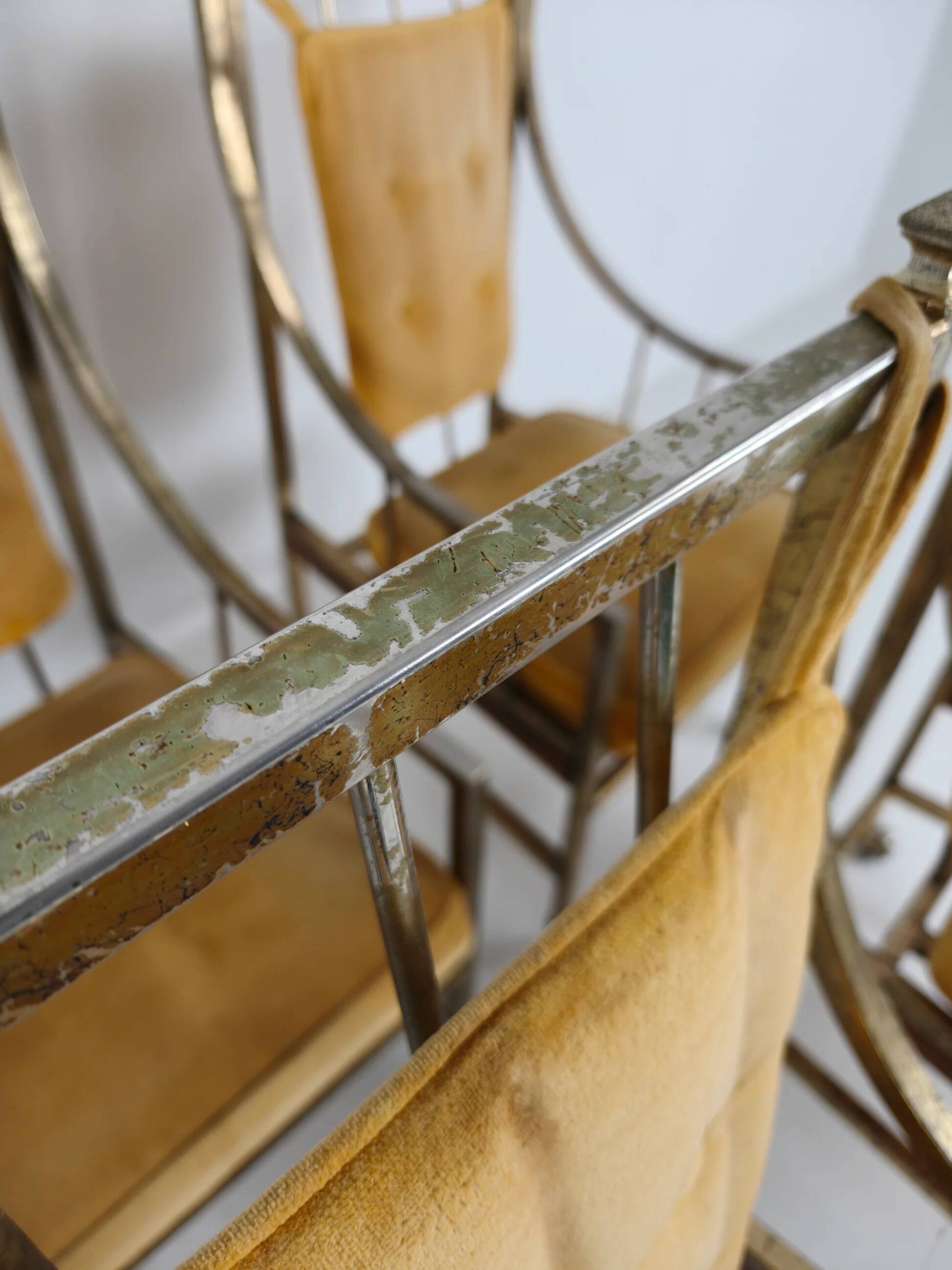 Unique set of mid-century style dining and lounge chairs – gilded, made between 1940-1948 by Flanders Industries Inc, Fort Smith, Arkansas
