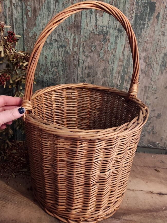 Vintage french cylindrical basket