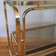 Service on wheels in gold brass and sunglasses - signed