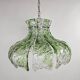 Pendant lamp by Mazzega with loose leaves of ice glass in transparent and green