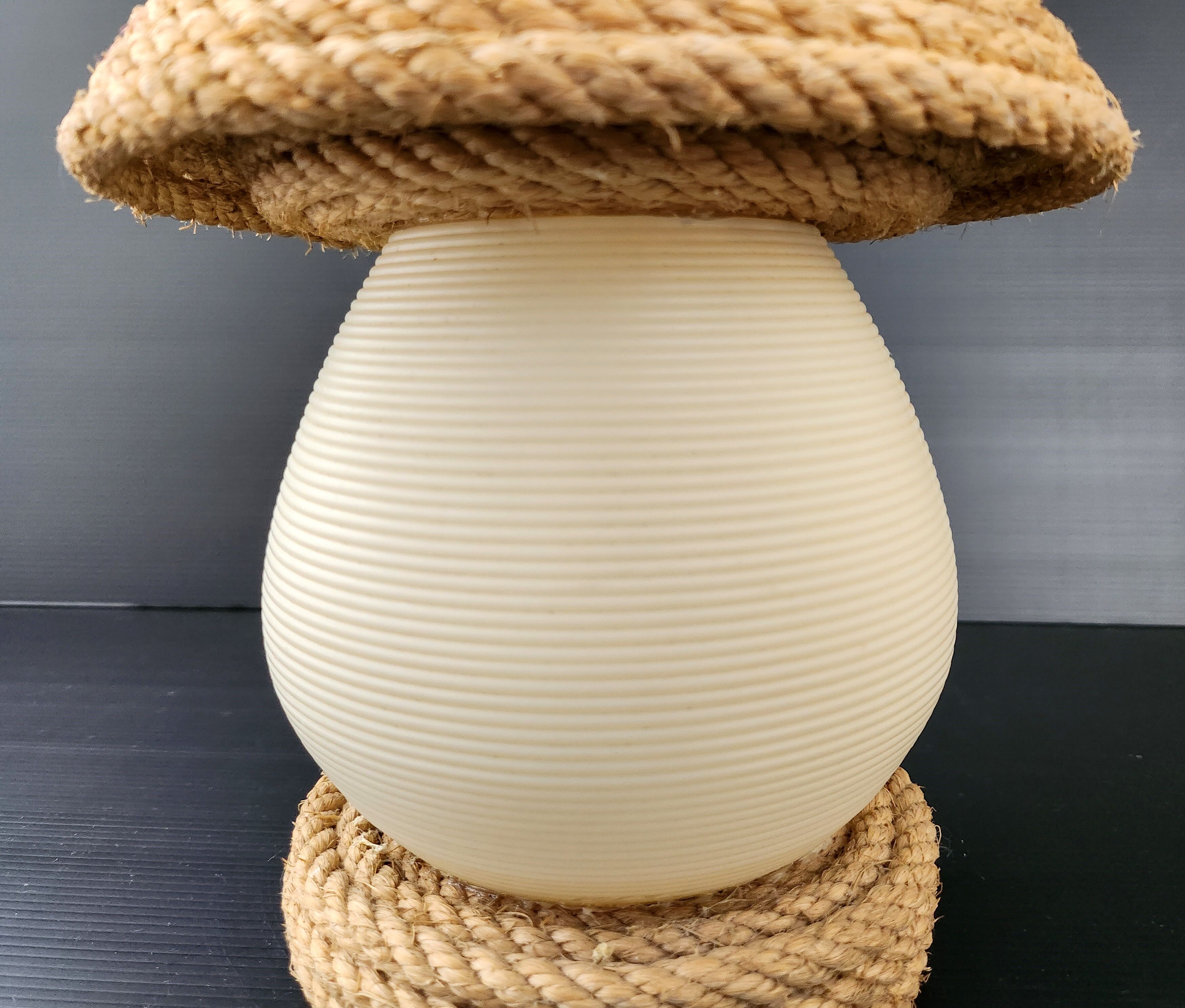 Vintage rope & rotaflex hanging lamp 1950