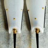 Pair of vintage plexi and bakelite 50s wall lamps
