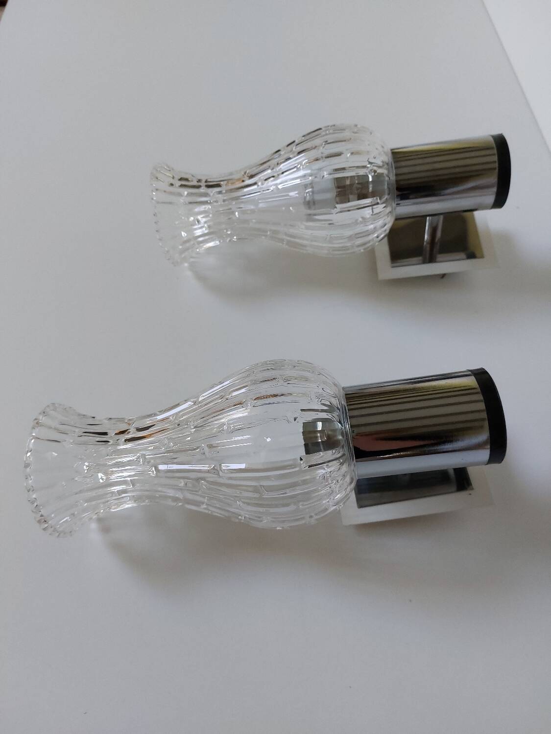 Italian chrome glass tulip wall lights 70s