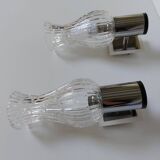 Appliques italienne chromé verre tulipe années 70