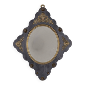 Antique Italian-design wood and bronze wall mirror